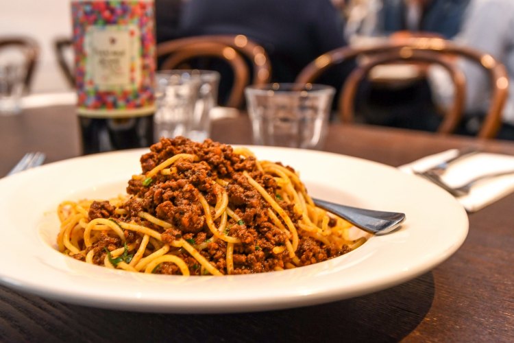 Spaghetti bolognese at The Waiters Restaurant.