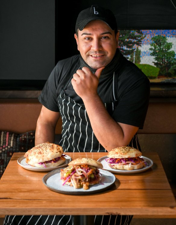 Tulum chef Coskun Uysal and his Balik ekmek (Turkish fish sandwich).