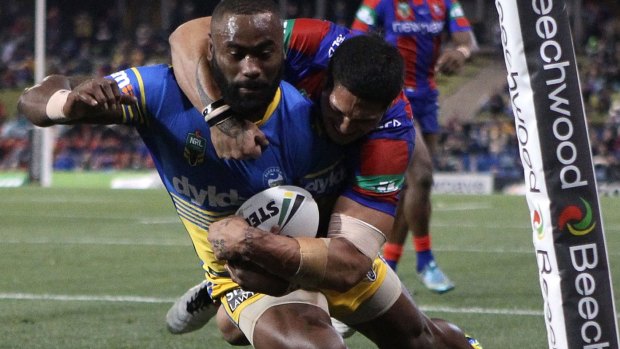 Slipping away: Eels' dynamic winger Semi Radradra.