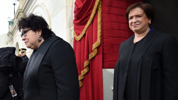 Supreme Court Justices Sonia Sotomayor, left, and Elena Kagan at Donald Trump's inauguration.