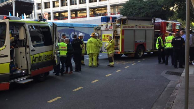 A man has been hit by a truck on Adelaide Street in Brisbane's CBD.