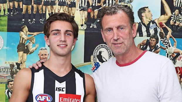 Collingwood father-son draftee Josh Daicos with his Dad.