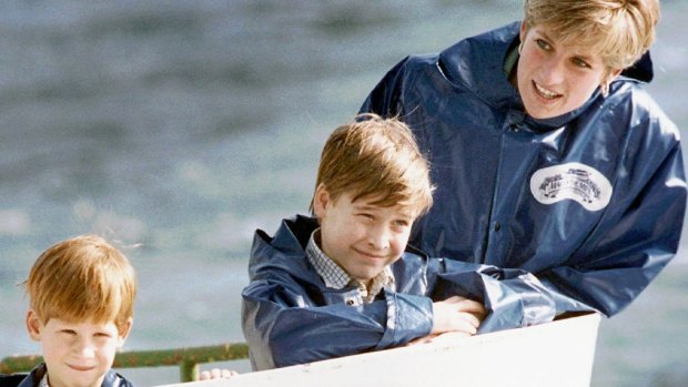 Princess Diana at Niagara Falls with Prince William and Prince Harry.