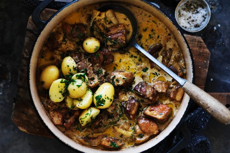 Cider pork stew.