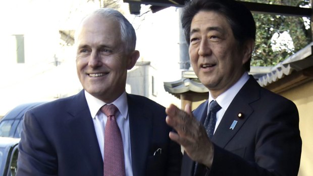 Prime Minister Malcolm Turnbull, left, and his Japanese counterpart Shinzo Abe.