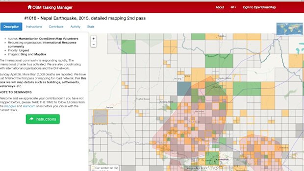 Crowd-mapping involves people tracing roads, bridges and other landmarks over satellite images.