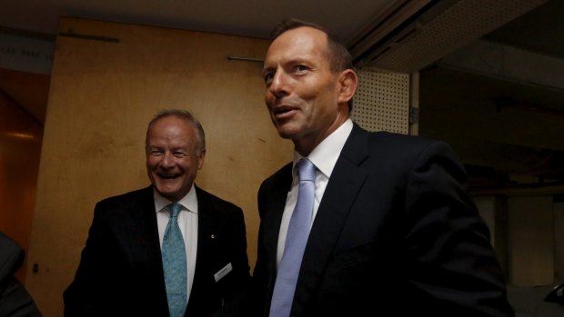 Former prime minister Tony Abbott with the chair of his commission of audit Tony Shepherd