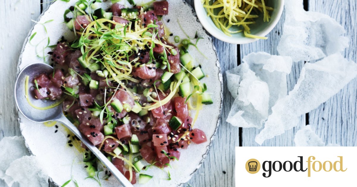 Yellowfin tuna tartare with cucumber, salted lemon and coriander