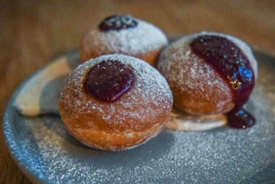 Doughnuts with Davidson plum jam and lavender Chantilly.