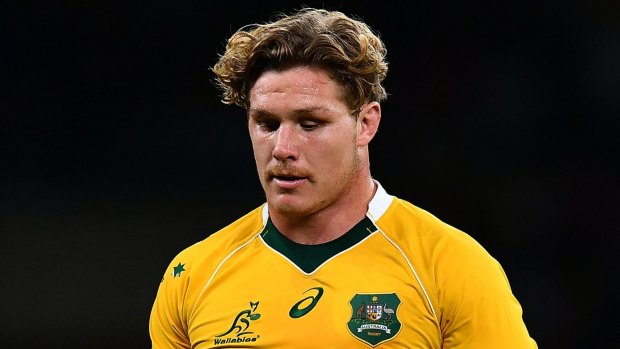 Discipline problem: Michael Hooper was yellow carded against the Pumas.