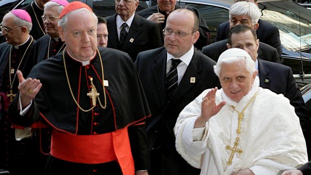 Broke tradition by retiring ... Pope Benedict XVI, right, earlier this month in New York. 