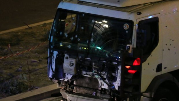 The truck involved in the Nice attack. 