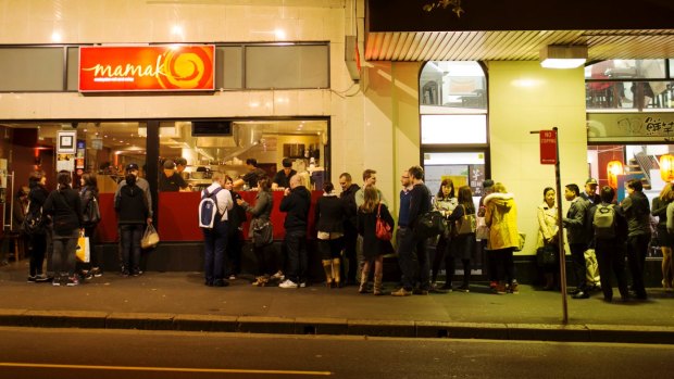 Queues are a regular feature outside Mamak in Haymarket.