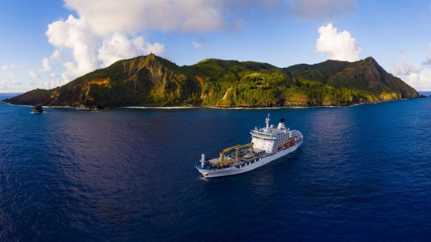 Aranui 5 at Pitcairn Island.