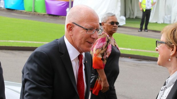 NSW Governor David Hurley arrives at the state funderal.  