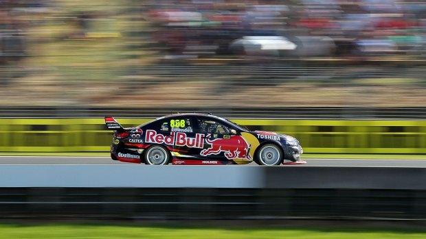 Need for speed: Jamie Whincup tears around the Pukekohe track near Auckland.