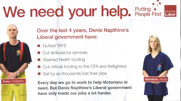 A Labor How-To-Vote card from the 2014 election featuring firefighter Peter Bevis.