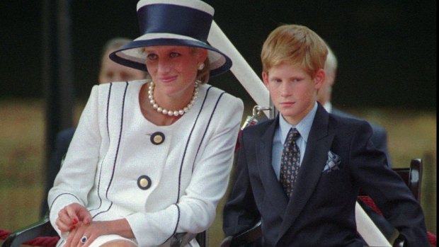 Princess Diana with Prince Harry during V-J Day celebrations in London in 1995.