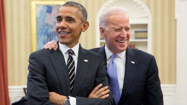 The best of friends: Former US president Barack Obama and his vice-president Joe Biden in the Oval Office.