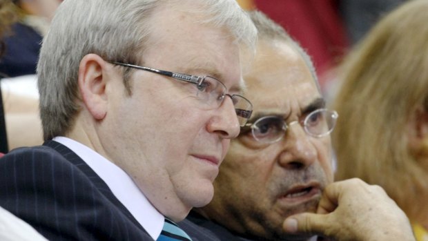 Kevin Rudd and Jose Ramos-Horta at the Beijing Olympics in 2008.
