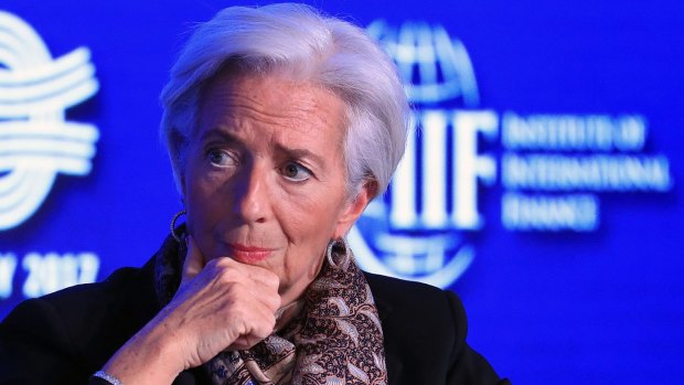 Christine Lagarde, managing director of the International Monetary Fund (IMF), at the Institute of International Finance G-20 Conference in Frankfurt, Germany, last month.
