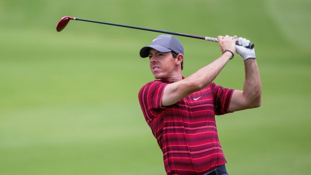 Headline act: World No.1 Rory McIlroy gets to grips with The Australian on Tuesday.