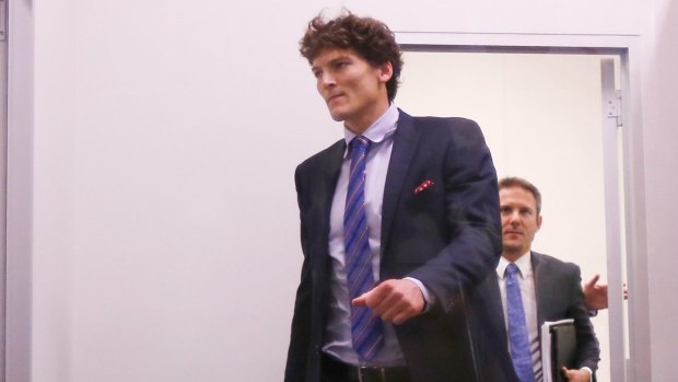 Will Minson at the VFL Tribunal on Tuesday night. 