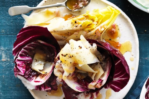 Persimmon, radicchio and comte salad. 