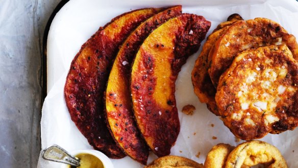 Pakora-style pumpkin scallops.