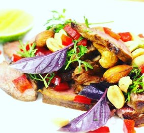 Rob Nixon's Thai inspired marinated beef with purple basil, coriander and lime.