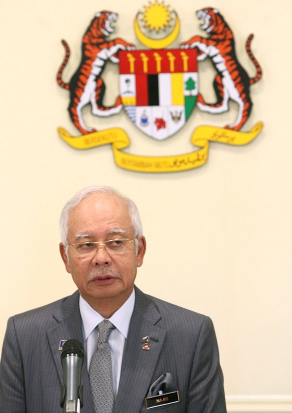 Malaysian Prime Minister Najib Razak at a press conference on Tuesday.