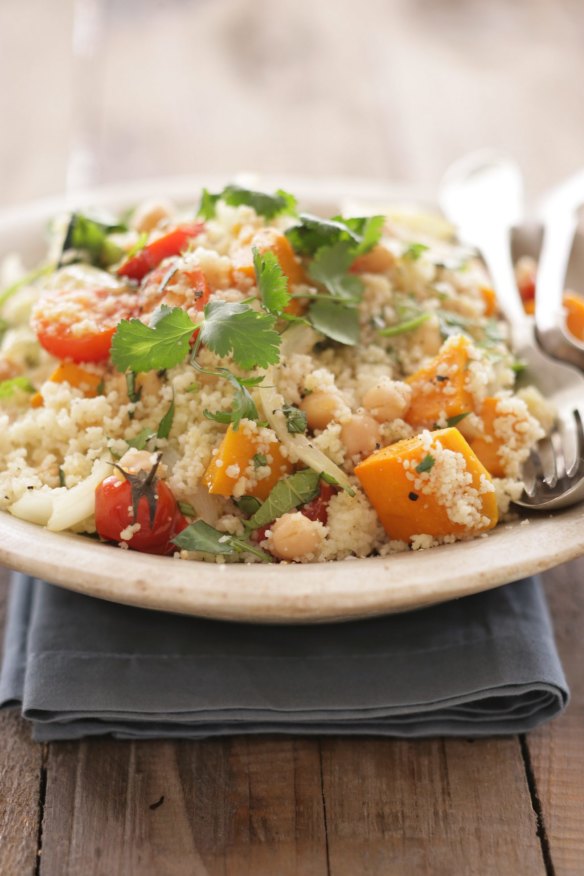 Turn left over vegetables and meats into a cous cous salad.