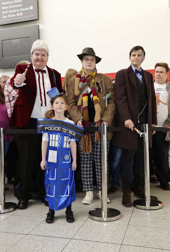 Fans at the London Doctor Who Festival 2015. Some came wearing costumes from Tom Baker's scarf to the TARDIS.