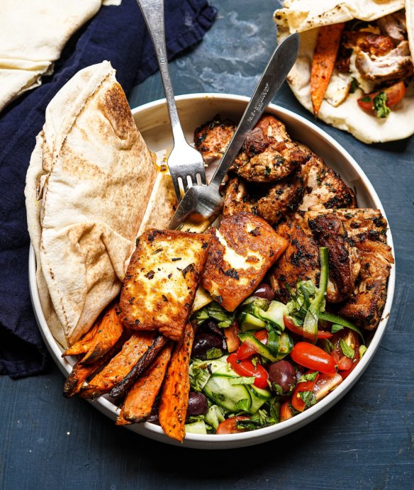 Build-your-own souvlaki bowls.