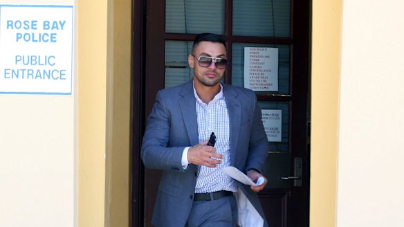 Salim Mehajer in a suit at Rose Bay Police Station where he went to report as part of his bail conditions. 