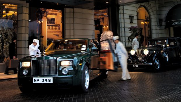 Sally Webb arrived at the hotel in one of its signature Rolls-Royces.