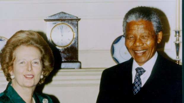 Nelson Mandela, pictured with Margaret Thatcher, used the symbolism of sport to advance his arguments.