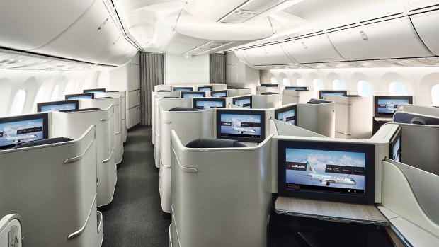 The seat, with an awkwardly-positioned foldable tray table inside a fetching white and grey cabin, is not going to challenge any of the leading Middle East or Asia carriers for luxury and features.