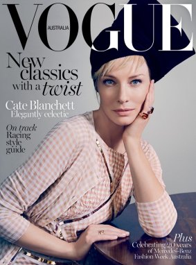 Cate Blanchett on the cover of the April issue of Vogue Australia.