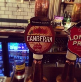 Canberra Beer on tap in an English pub.