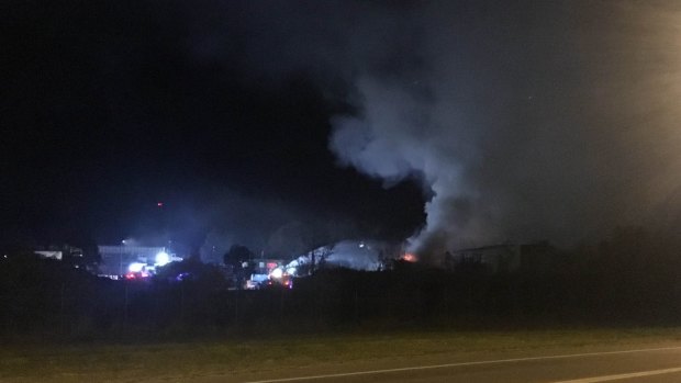 A semi-trailer caught fire at the Mitchell Resource Centre on Monday night.