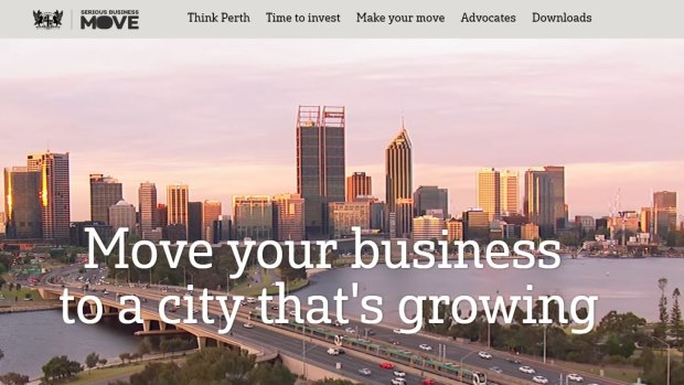 The Serious Business Move website promotes Perth as a place to invest in.