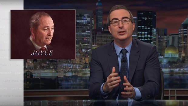 Comedian John Oliver lays into scandal-plagued Barnaby Joyce.