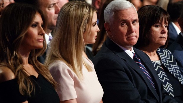 Melania Trump, Ivanka Trump,  Karen Pence and Michael Flynn at the first presidential debate in September.
