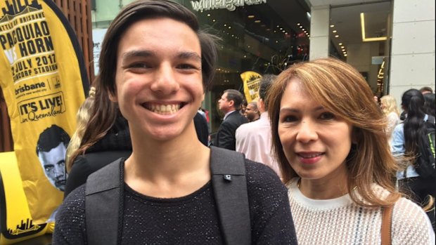 Filipino visitors to Brisbane for the bout, William Morris and his mother Naomi, arrived from Darwin specifically to see one of Manny Pacquaio's final matches.