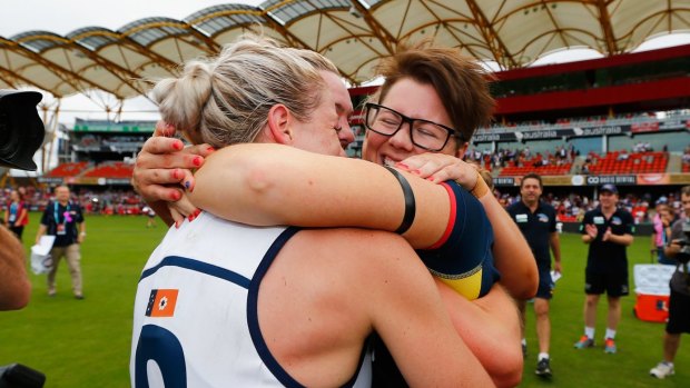 Adelaide Crows coach Bec Goddard makes history in winning the inaugural AFL Women's.