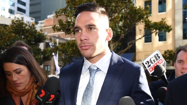 Parramatta Eels player Corey Norman arrives at the Downing Centre Court on drug charges on Wednesday morning.