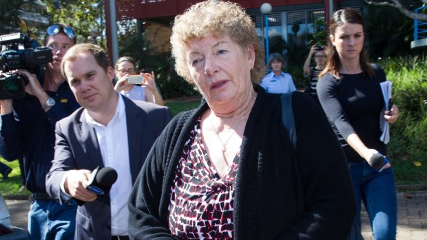 Bill Spedding's wife, Margaret Spedding, leaves Port Macquarie local court on Thursday.