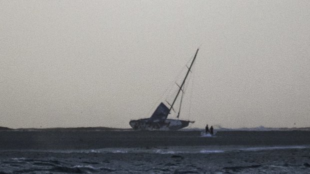 Stricken: The abandoned Vestas Wind vessel after running aground off Mauritius.
