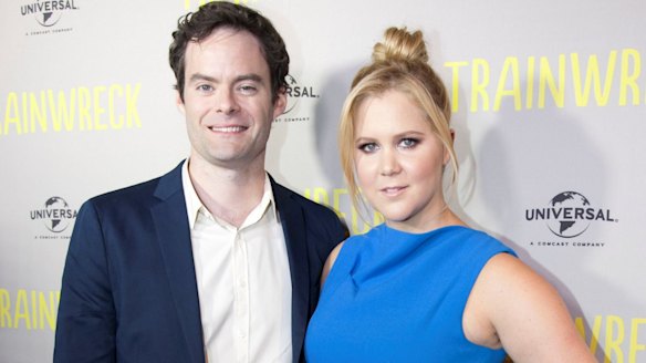 Tired, knackered, dangerous: Amy Schumer with Bill Halder at the Jam Factory premiere of Trainwreck.